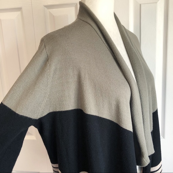 Staccato Color Blocked Stripe Open Front Cardigan Sweater - Picture 5 of 14
